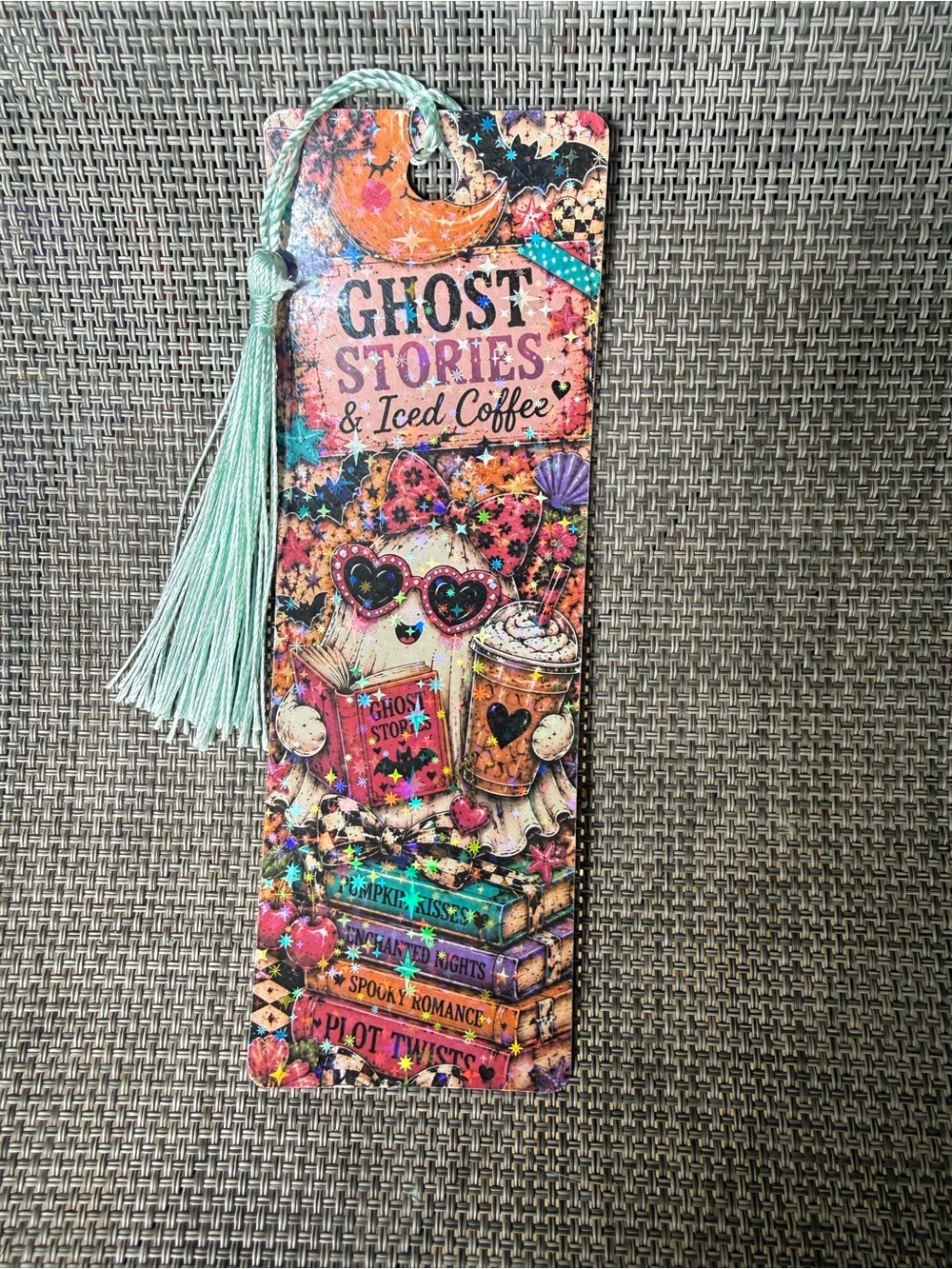 Ghost Stories & Iced Coffee Decorative Bookmark with Mint Tassel